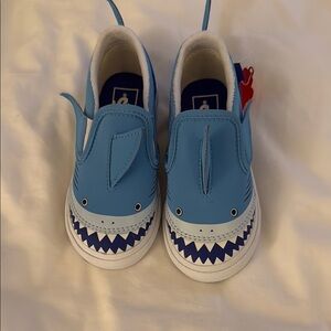 Vans Kids Shark Design Blue Slip on Sneakers Size 9T